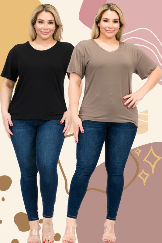 Plus Size Basic Short Sleeve T-shirt Capella