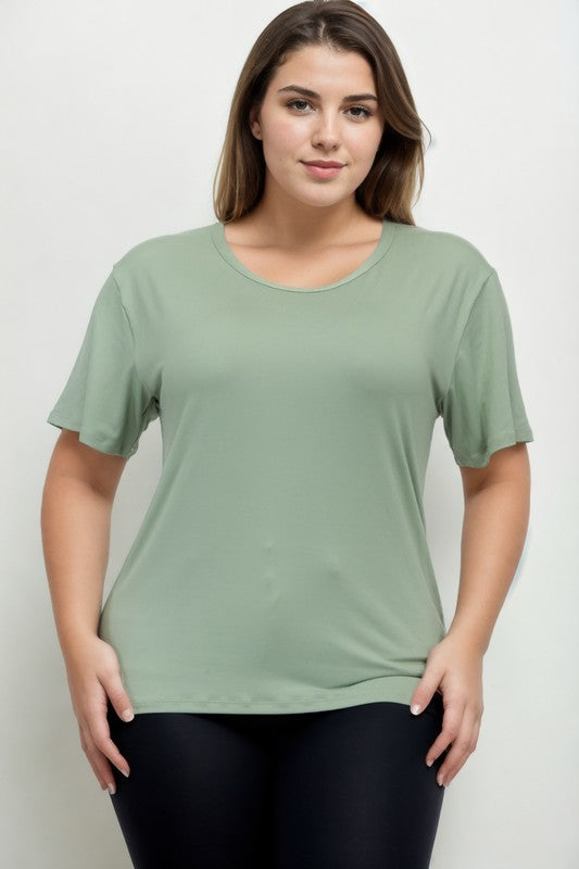 Plus Size Basic Short Sleeve T-shirt Capella