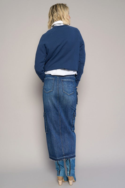 CARGO POCKET LONG SKIRT Denim Lab USA
