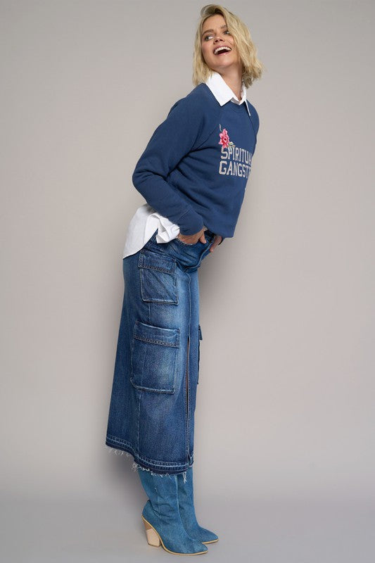 CARGO POCKET LONG SKIRT Denim Lab USA