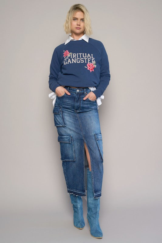 CARGO POCKET LONG SKIRT Denim Lab USA