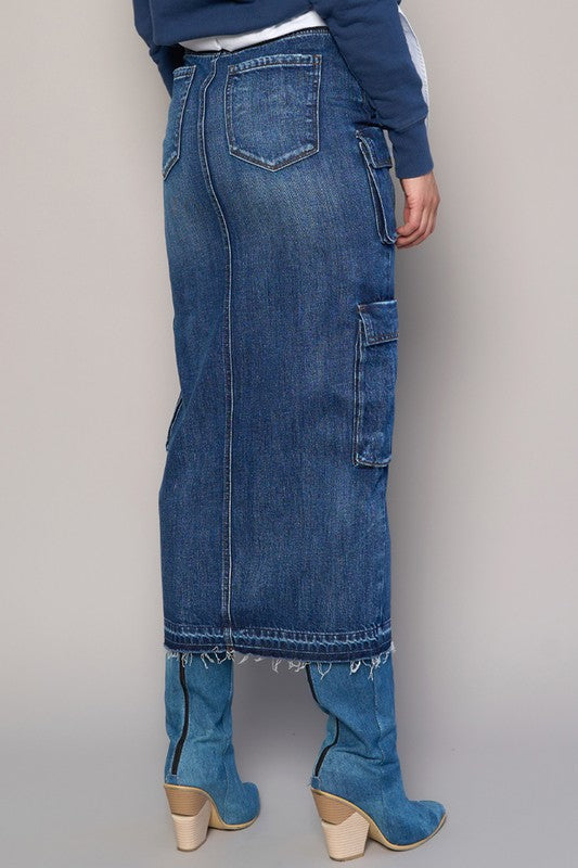 CARGO POCKET LONG SKIRT Denim Lab USA