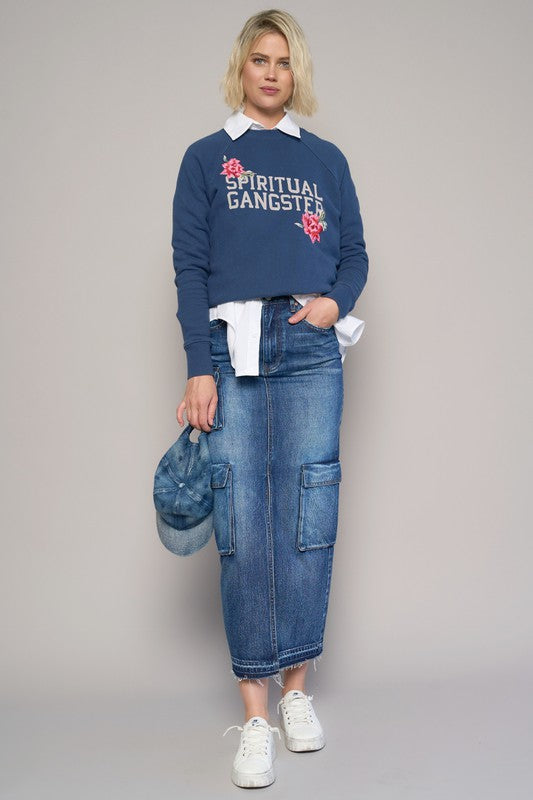 CARGO POCKET LONG SKIRT Denim Lab USA