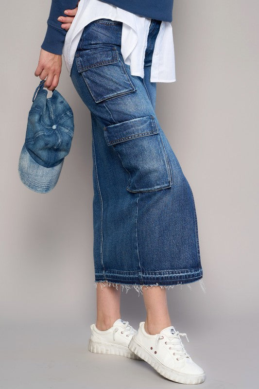 CARGO POCKET LONG SKIRT Denim Lab USA