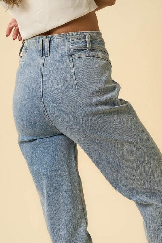 High Waist Seamed Tapered Jeans Denim Lab USA