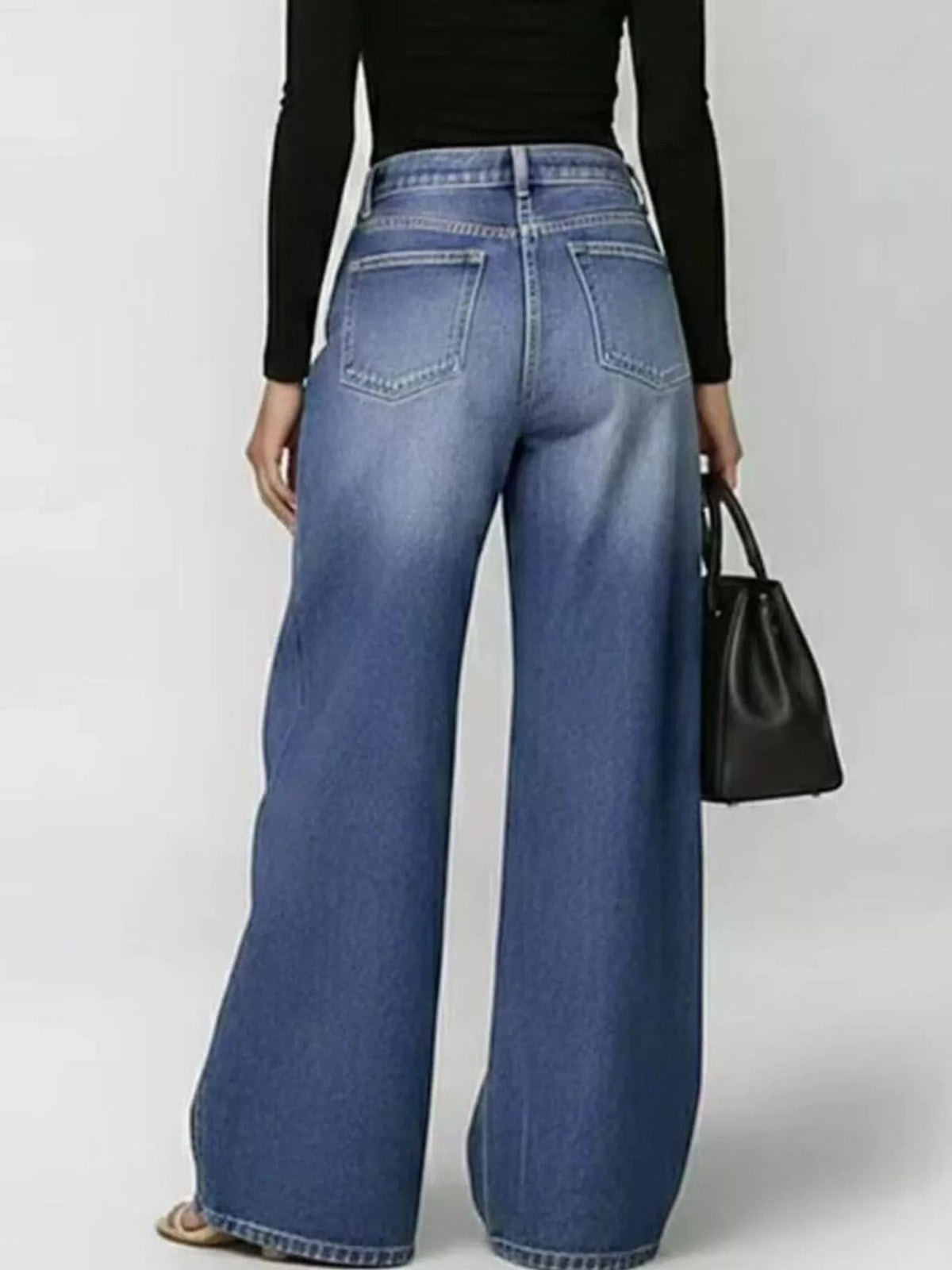 Wide Leg Jeans with Eyelet Details Trendsi