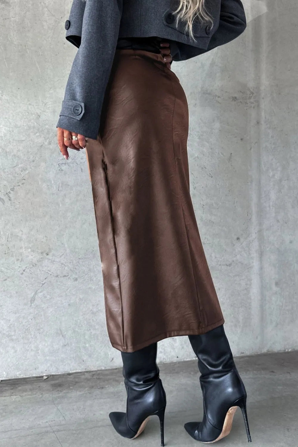 Slit Midi Skirt with Pockets Trendsi