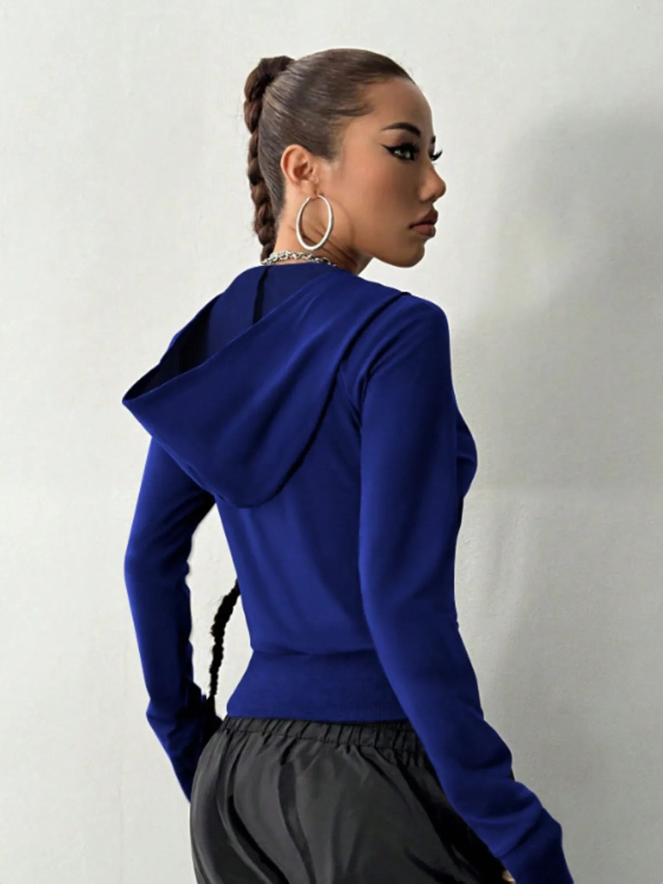 Zip-Up Long Sleeve Hoodie Trendsi