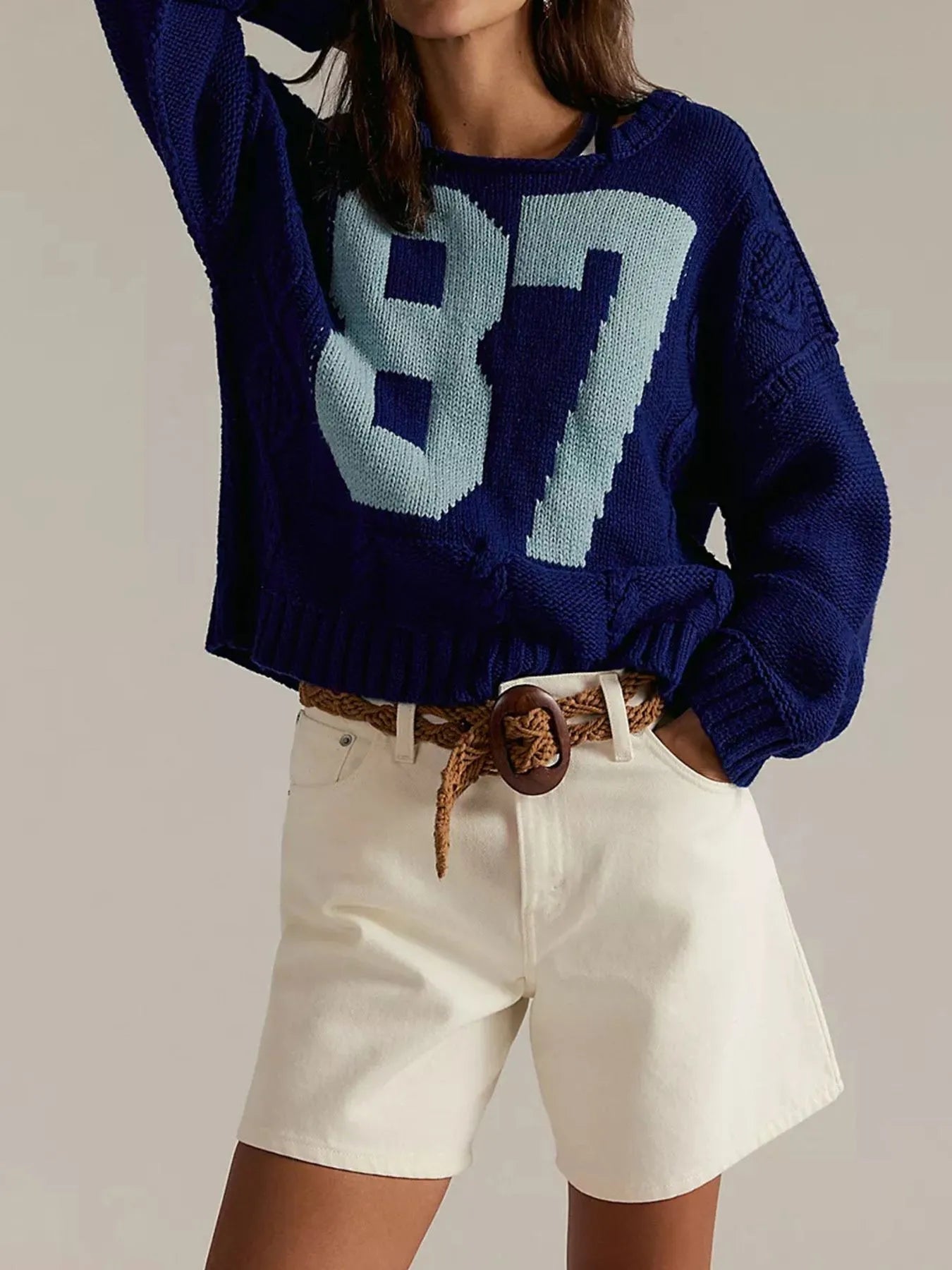 Number 81 Oversized Cable Knit Sweater
