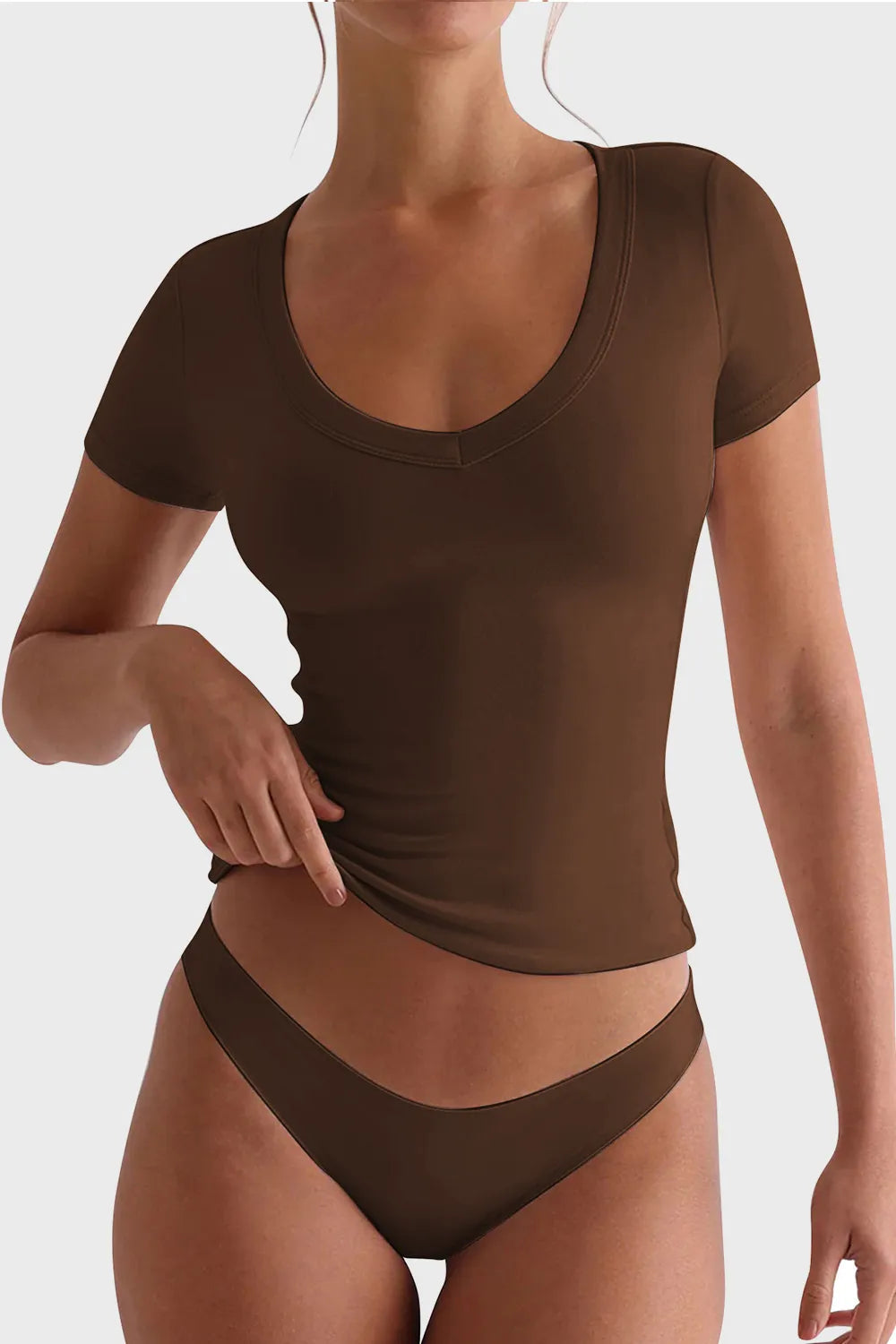 Lovelet Scoop Neck Short Sleeve T-Shirt Trendsi