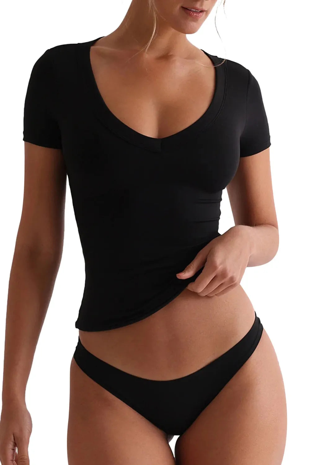 Lovelet Scoop Neck Short Sleeve T-Shirt Trendsi