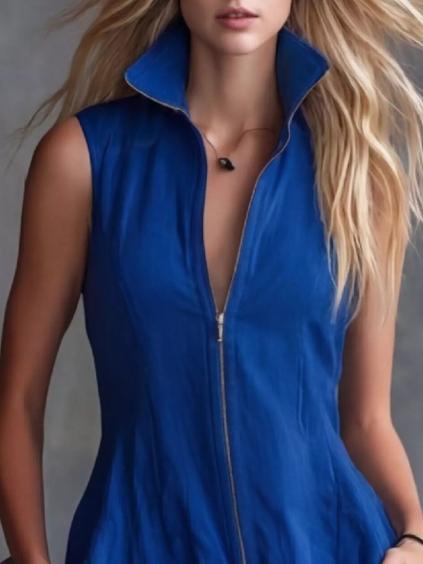 Full Size High-Low Ruffled Zip Front Dress Plus Size Trendsi