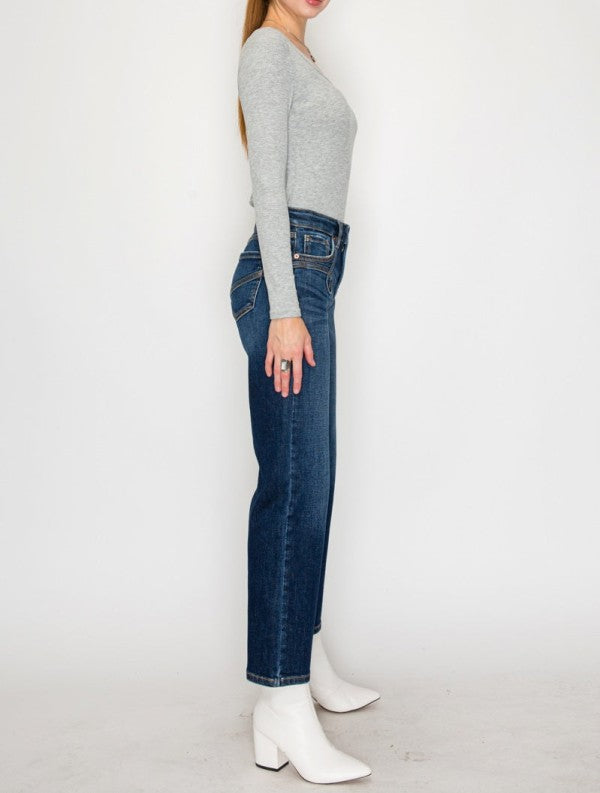 AT1029STD - High Rise Ankle Straight Jeans - Weste