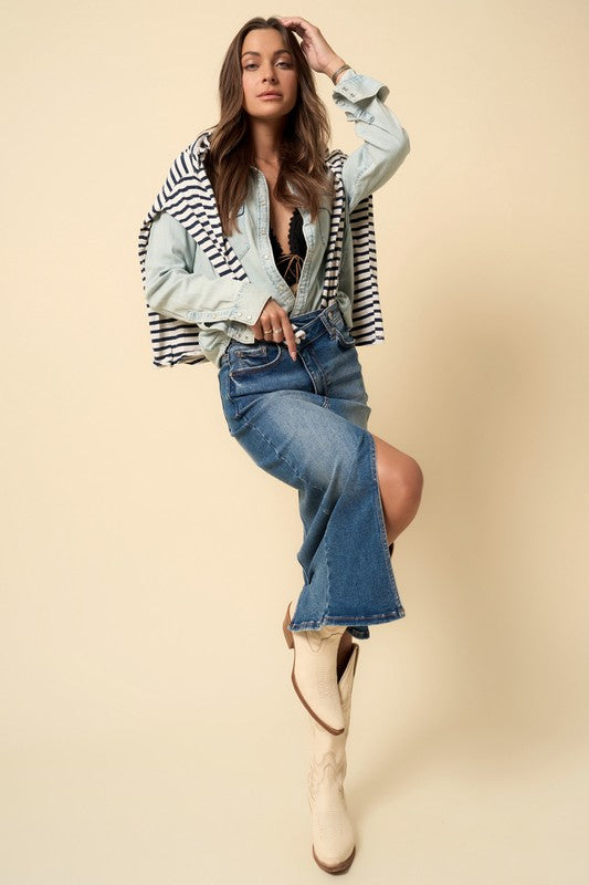 CROSSOVER MIDI SKIRT Denim Lab USA