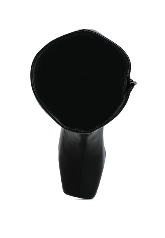 Menomi Faux Leather Block Heel Boots Rag Company