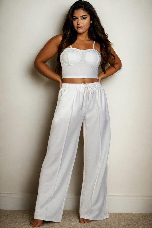 Plus Bustier Crop Cami Top & Pocket Straight Pants Capella