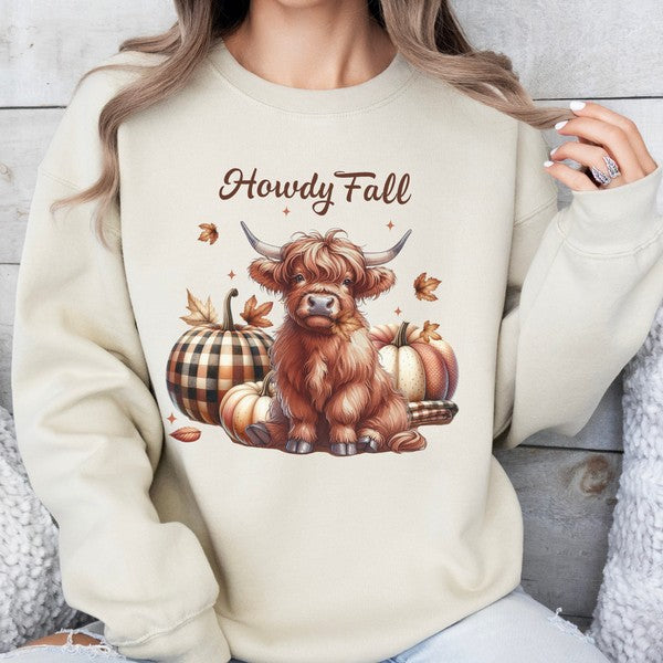 Howdy fall highland cow women's sweatshirt ATTA TOOD