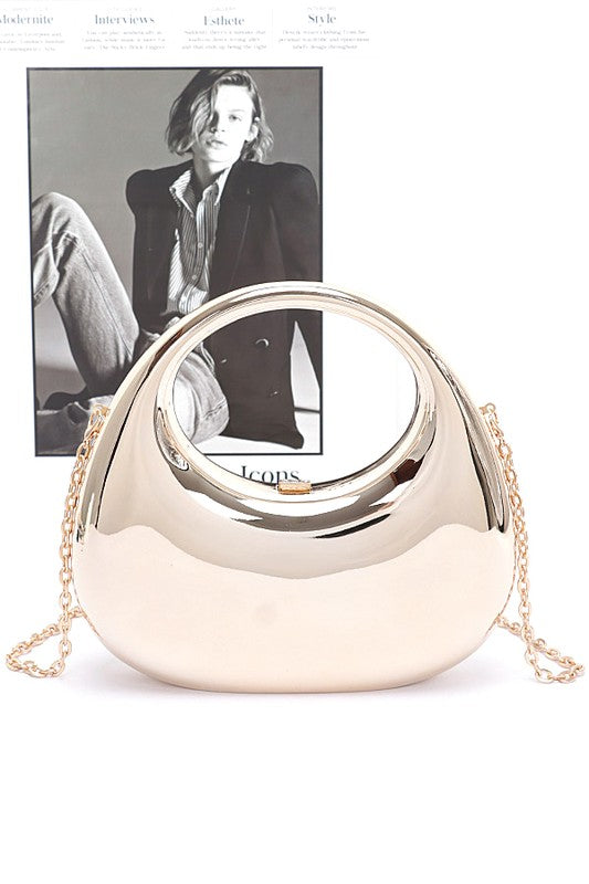 Polished Molded Top Handle Clutch LA Jewelry Plaza