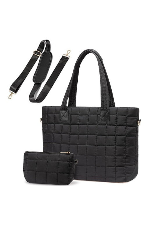 Mila Quilted Traveler Tote with Mini Clutch
