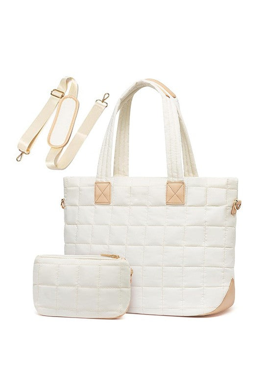 Mila Quilted Traveler Tote with Mini Clutch