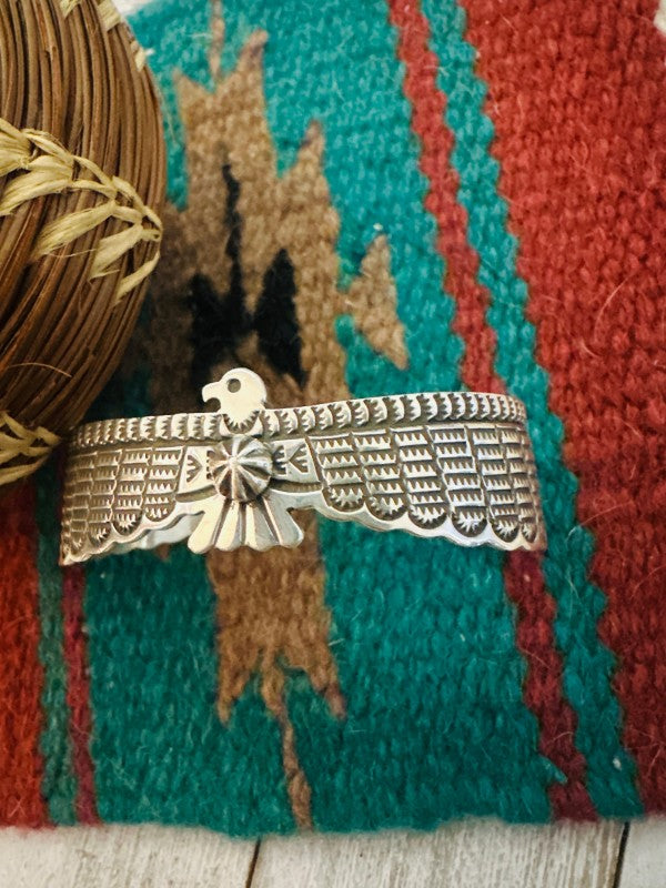 Navajo Hand Stamped Sterling Silver Thunderbird