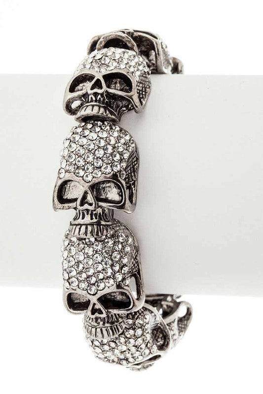 Crystal Skull Stretch Bracelet LA Jewelry Plaza