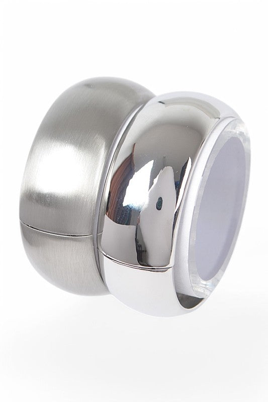 Textured 2 PC Hinged Bangle Set LA Jewelry Plaza