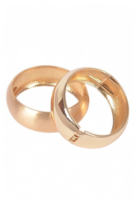 Textured 2 PC Hinged Bangle Set LA Jewelry Plaza