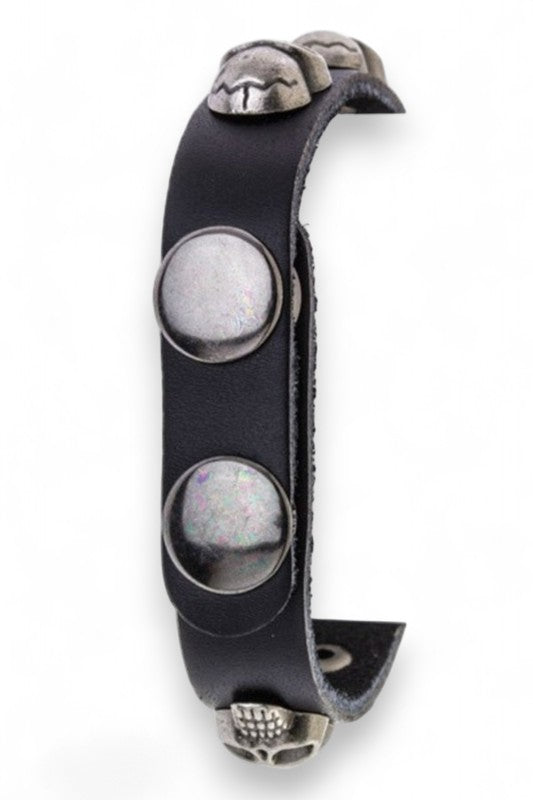 Skull Studs Leather Cuff LA Jewelry Plaza