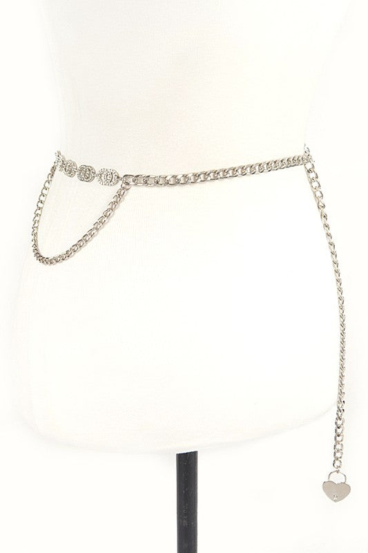 Iconic Rhinestone Layered Chain Belt Artini Accessories