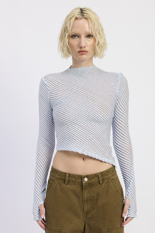 LONG SLEEVE BOAT NECK TOP