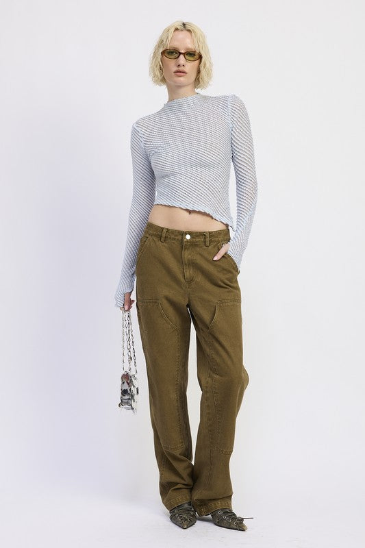 LONG SLEEVE BOAT NECK TOP