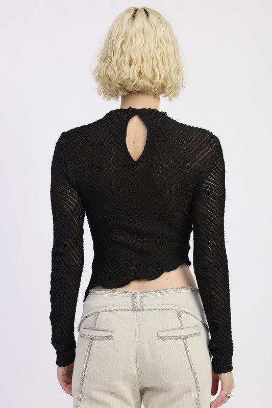 LONG SLEEVE BOAT NECK TOP