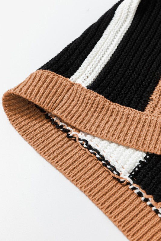 Stripe Color Block Sleeveless Knitted Sweater Vest YNIQUE