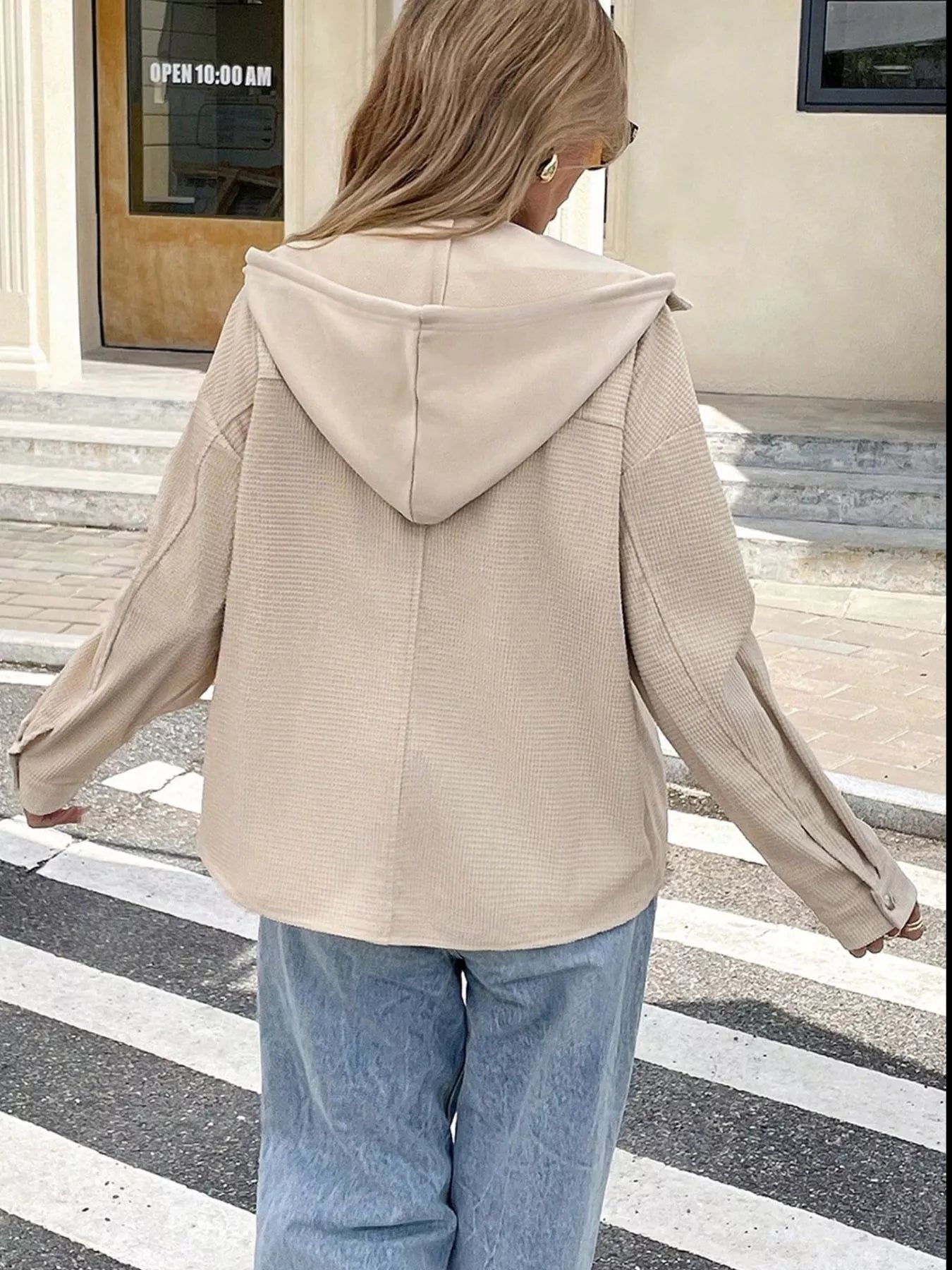 Thermal Knit Textured Hooded Jacke