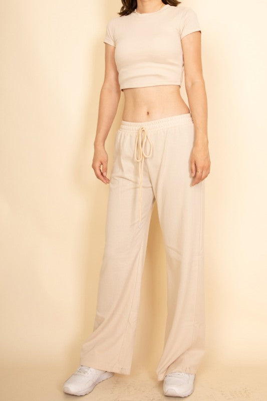 Relaxed Fit Top and Wide-Leg Pants Set Capella