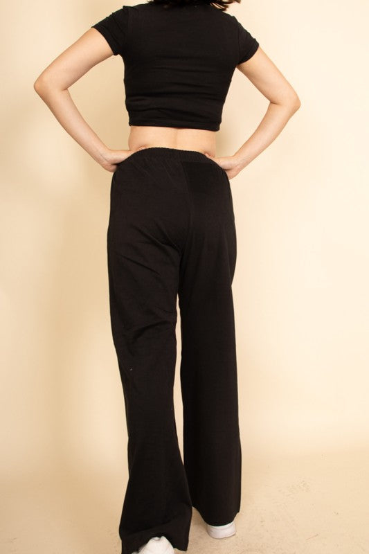 Relaxed Fit Top and Wide-Leg Pants Set Capella