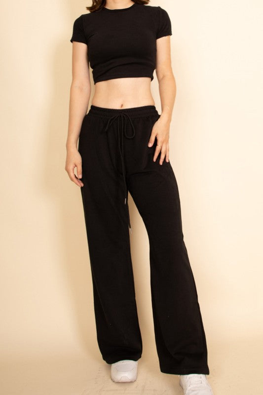 Relaxed Fit Top and Wide-Leg Pants Set Capella