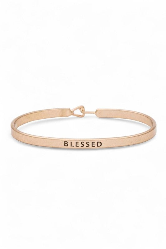 BLESSED Engraved Hook Bangle LA Jewelry Plaza