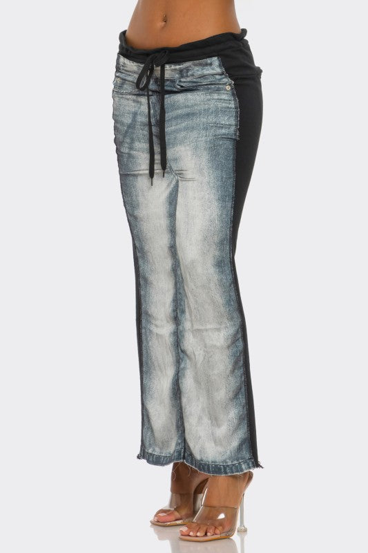 Fade Game Hybrid Denim Maxi Skirt Athina