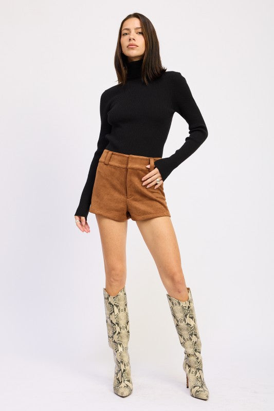 SUEDE LOWRISE SHORTS