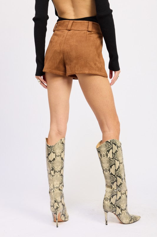 SUEDE LOWRISE SHORTS