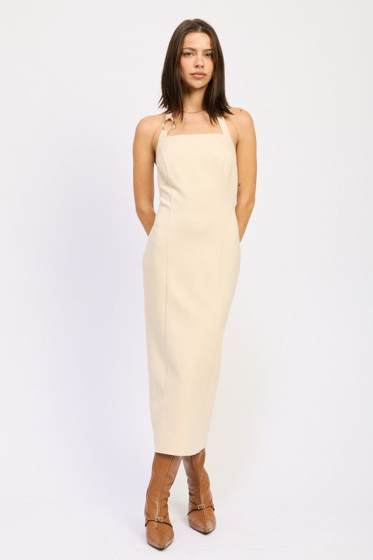 HARDWARD HALTER MIDI DRESS
