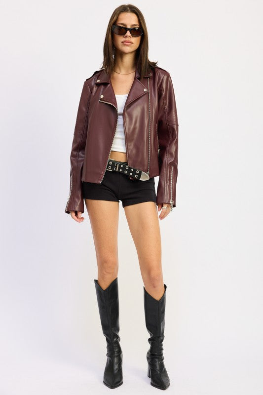 LEATHER BIKER JACKET