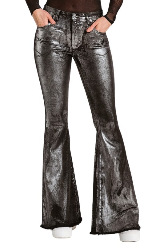 Metallic Foil Flare Jeans GJG Denim