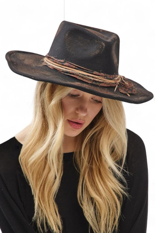 Distress Vintage Shapable Fedora Cowboy Hat LA Jewelry Plaza