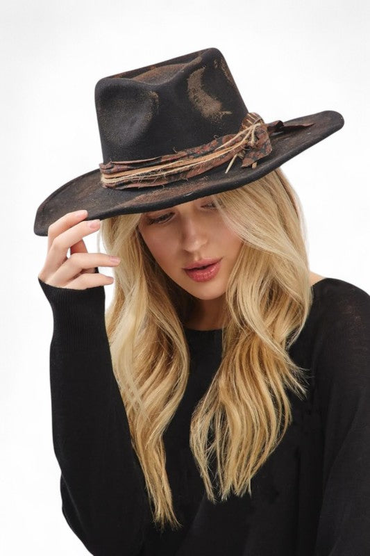 Distress Vintage Shapable Fedora Cowboy Hat LA Jewelry Plaza