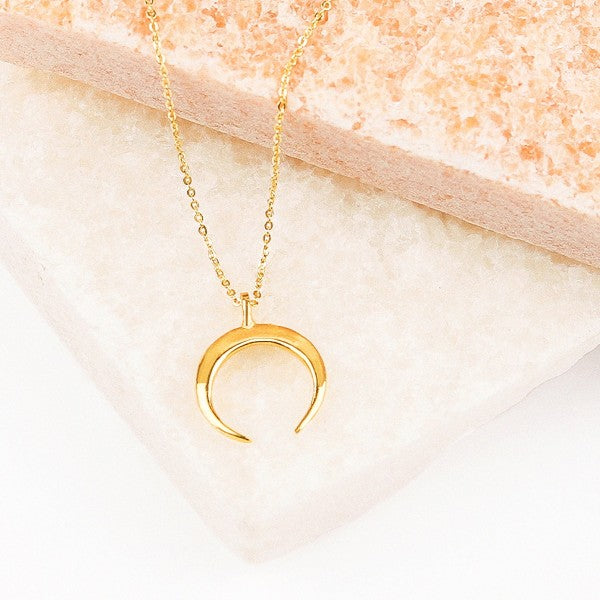 18k Gold Crescent Necklace Less is More Collective