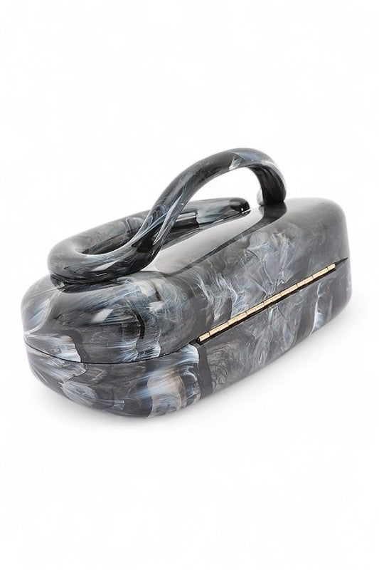 Tonal Iconic Handle Marble Resin Box Clutch LA Jewelry Plaza
