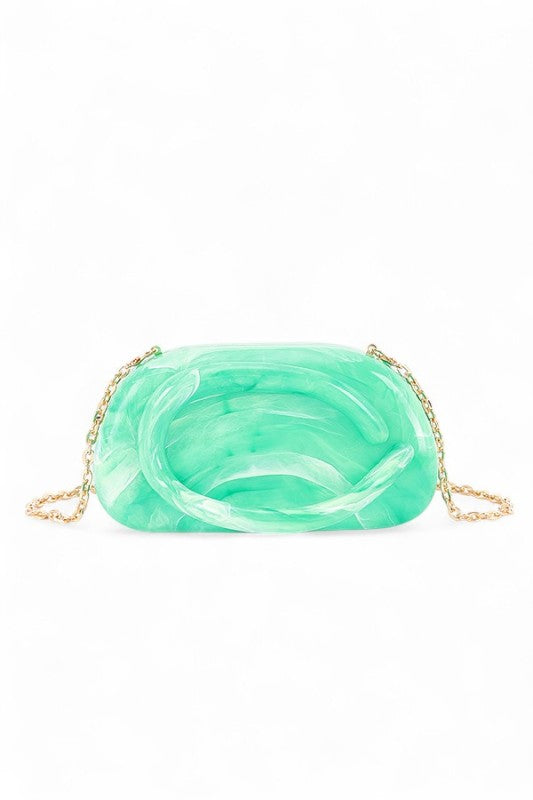 Tonal Iconic Handle Marble Resin Box Clutch LA Jewelry Plaza